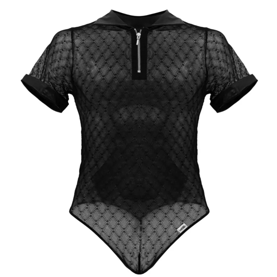 Body String Résille Géométrique Noir