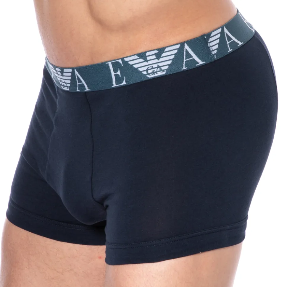 Boxer Bold Monogram Coton Marine - Bleu