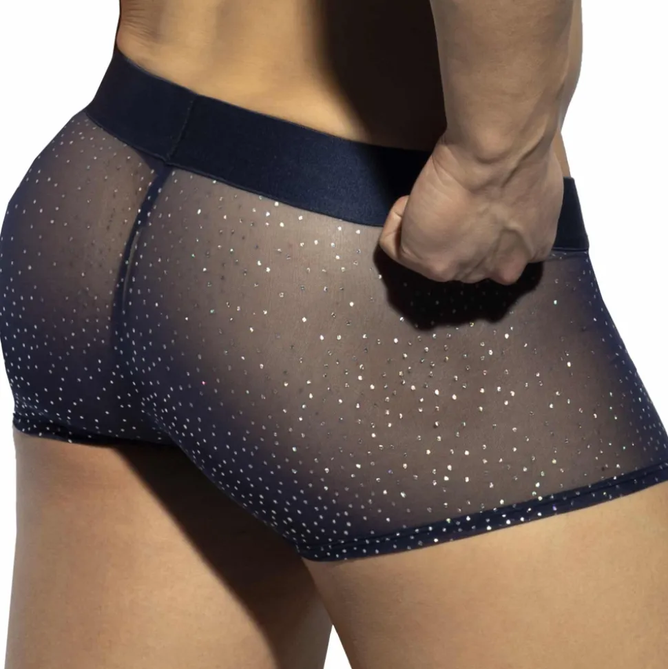 Boxer Court Net Glitter Bleu Marine