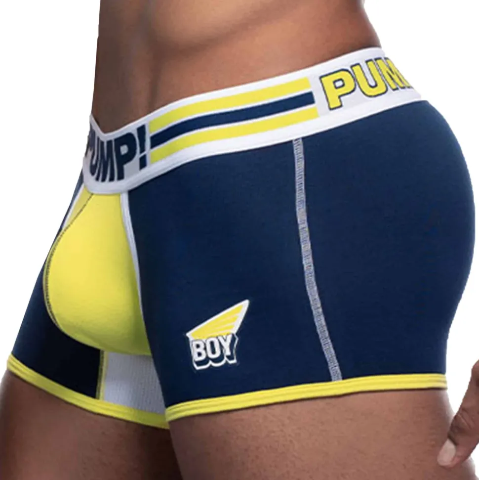 Boxer Court Sportboy Recharge Bleu Marine - Jaune