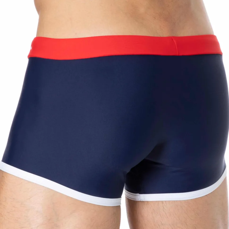 Boxer de Bain Bleu Marine - Rouge - Blanc