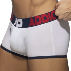 Boxer Open Fly Coton Blanc - Bleu Marine