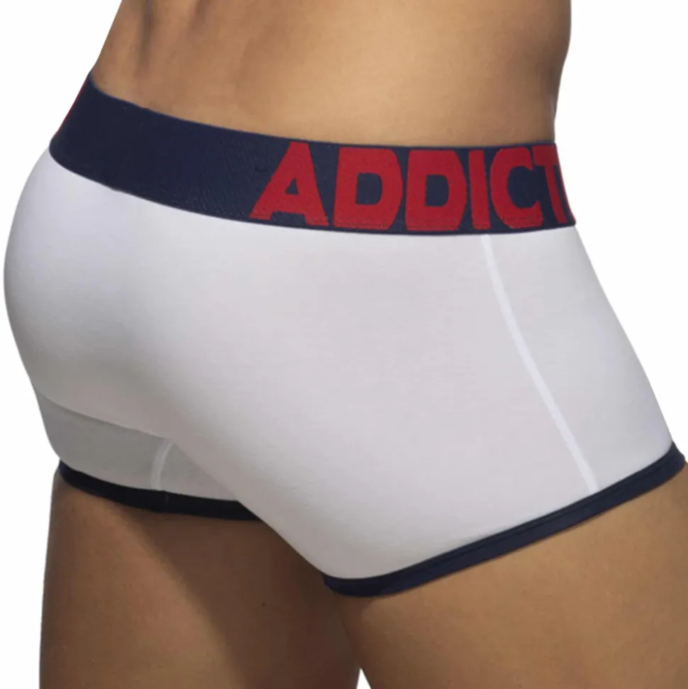 Boxer Open Fly Coton Blanc - Bleu Marine