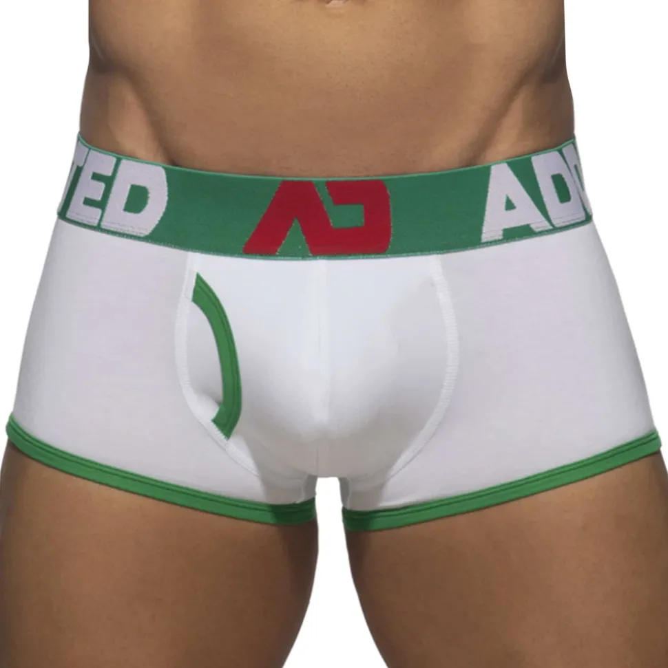 Boxer Open Fly Coton Blanc - Vert