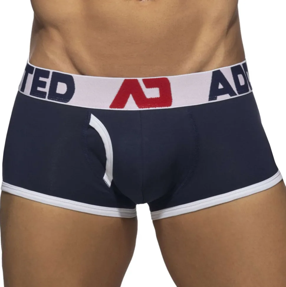 Boxer Open Fly Coton Bleu Marine - Blanc