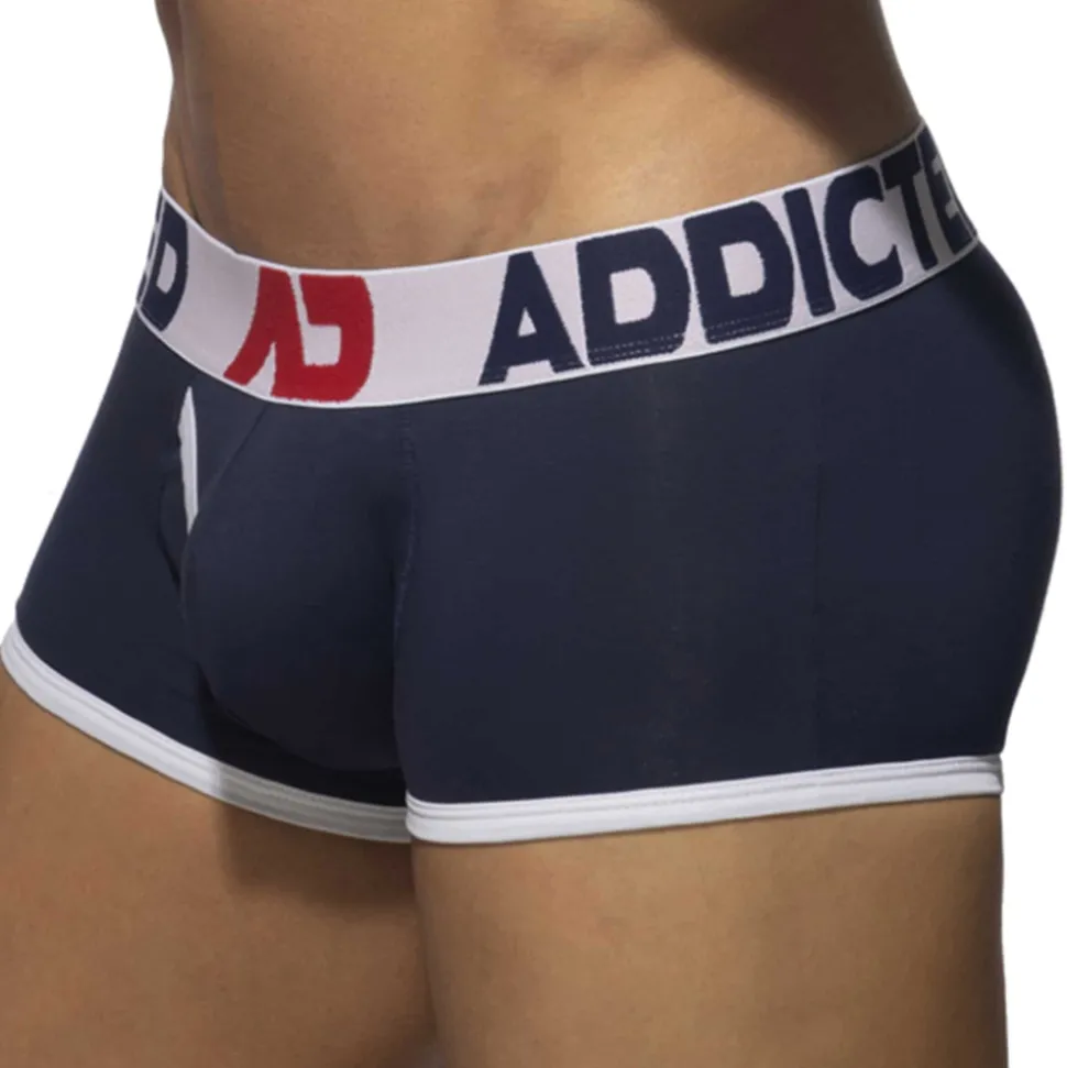 Boxer Open Fly Coton Bleu Marine - Blanc