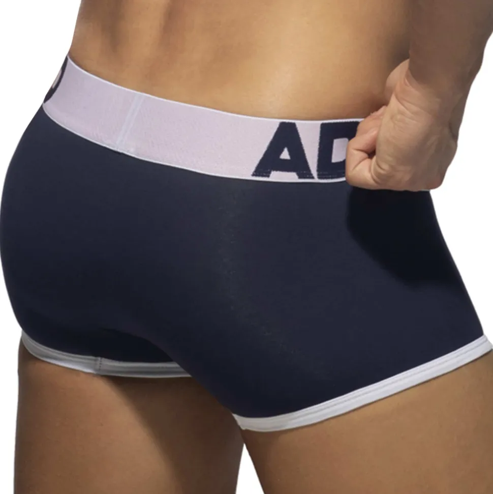 Boxer Open Fly Coton Bleu Marine - Blanc