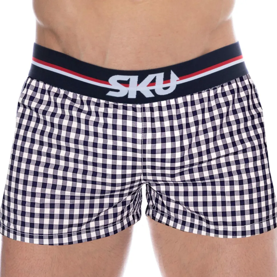 Caleçon Coton Vichy Bleu Marine