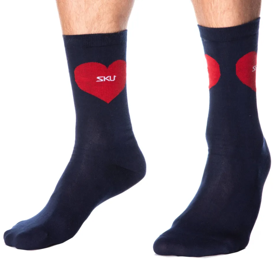 Chaussettes Basses Coton Cœurs - Bleu Marine