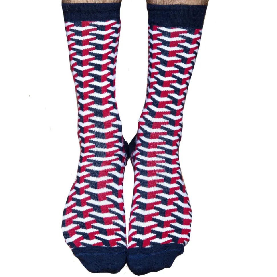 Chaussettes Basses Geométriques Bleu Marine