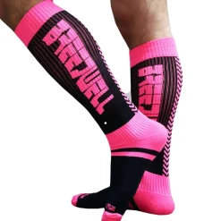 Chaussettes Hautes Eternity - Rose Fluo - Noires