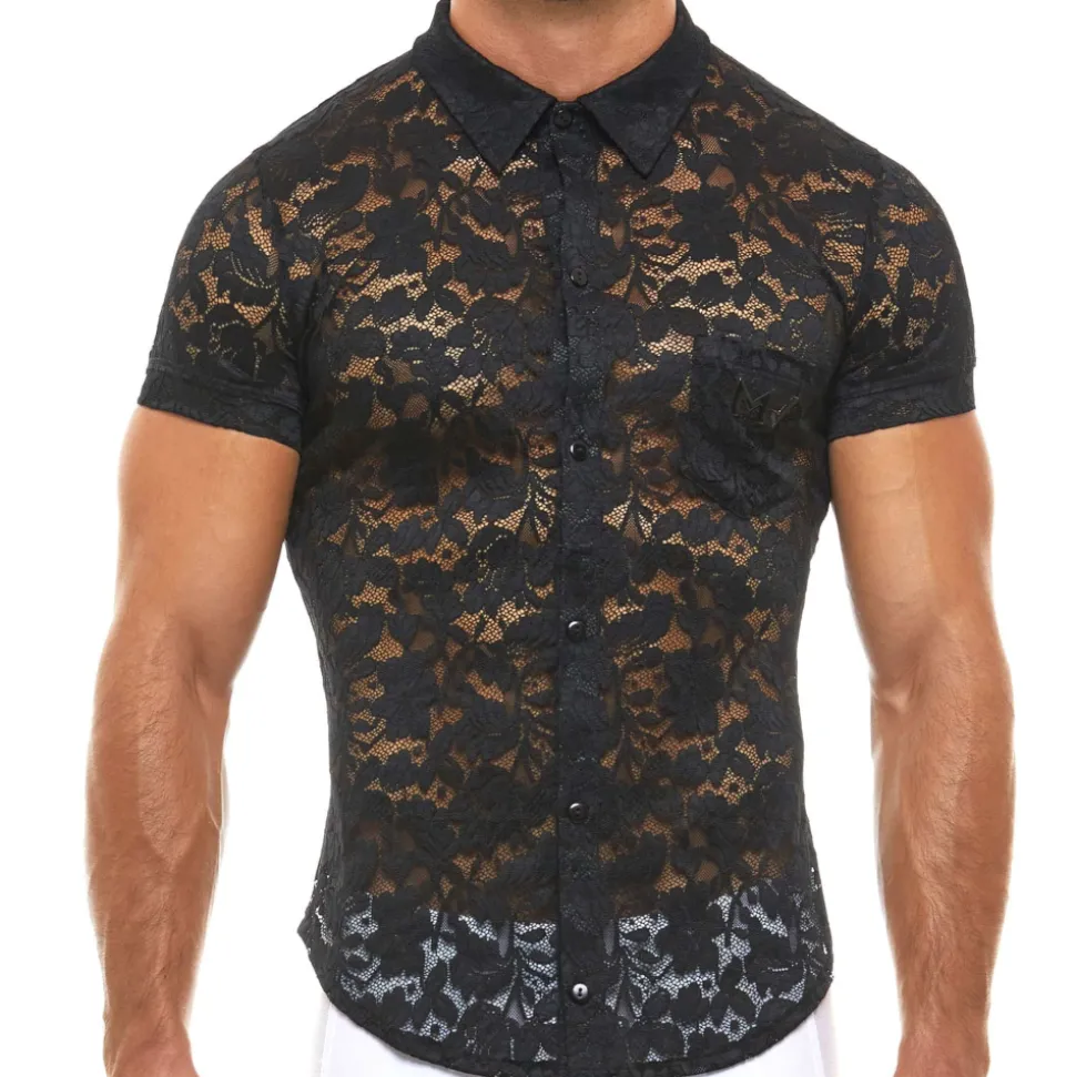Chemisette Dentelle Florale Noir