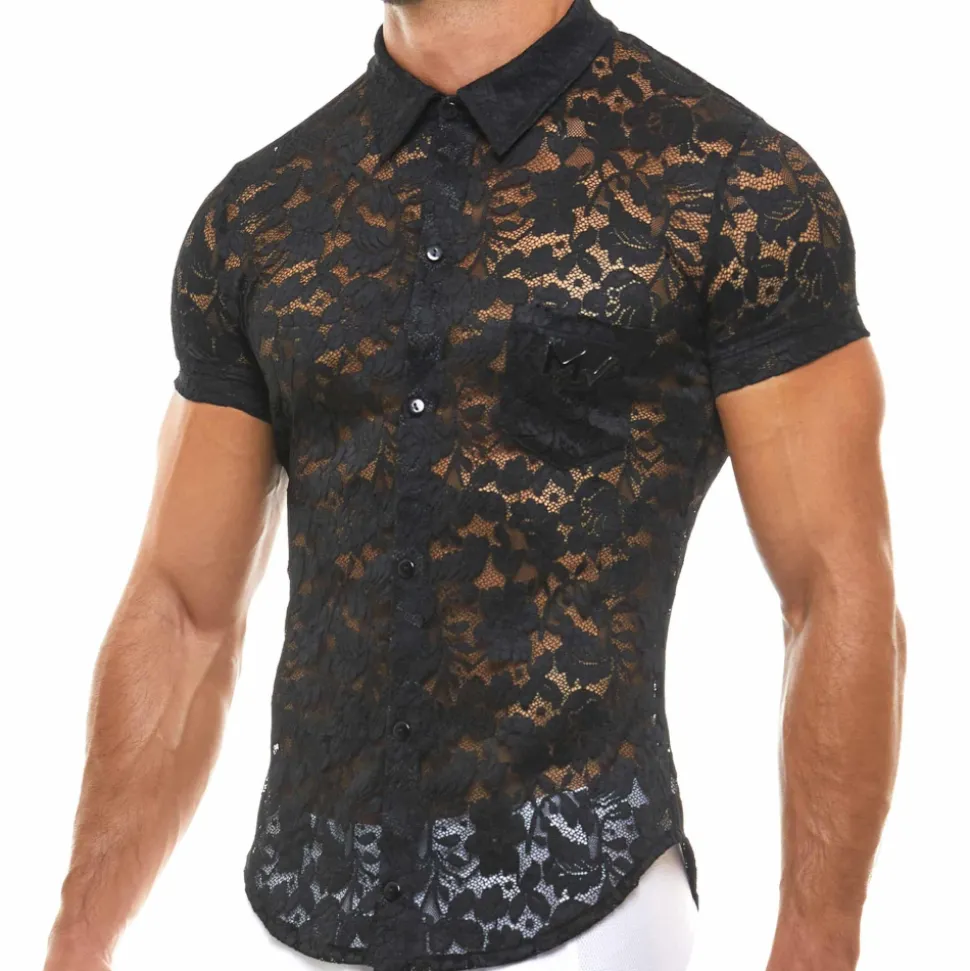 Chemisette Dentelle Florale Noir