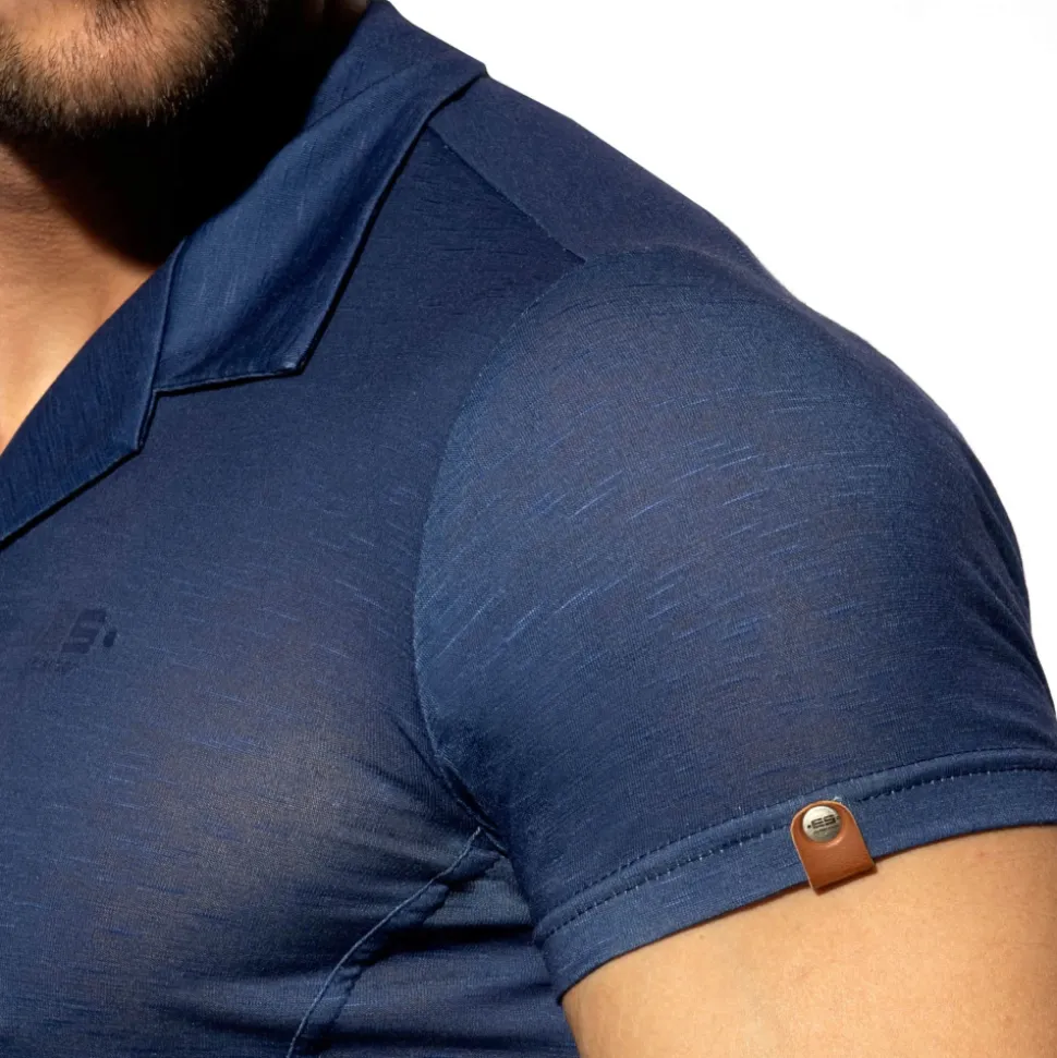 Chemisette Slim Fit Microfibre Bleu Marine