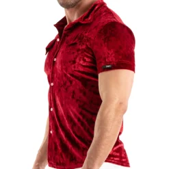 Chemisette Velours Froissé Rouge