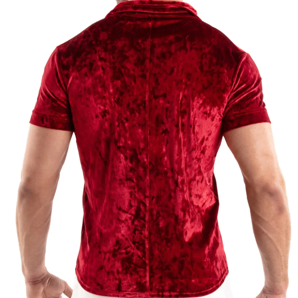Chemisette Velours Froissé Rouge