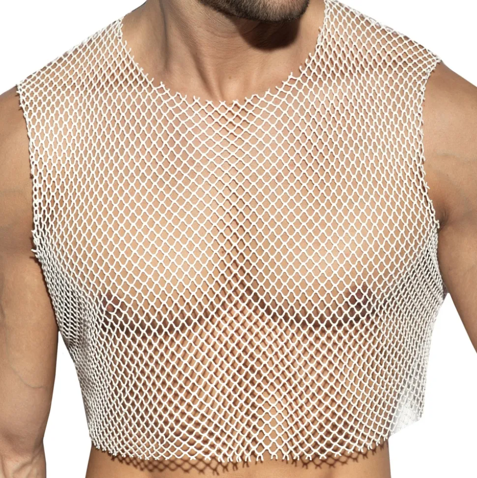 Crop Top Beachy Résille Blanc