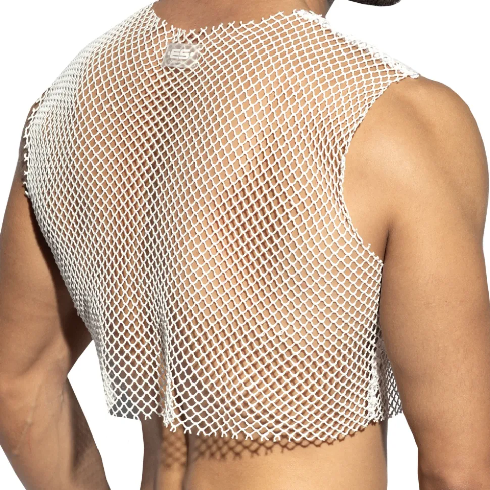 Crop Top Beachy Résille Blanc