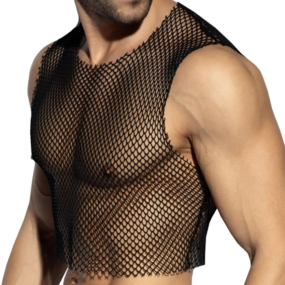 Crop Top Beachy Résille Noir