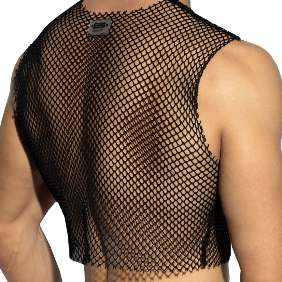 Crop Top Beachy Résille Noir