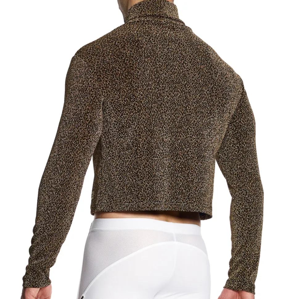 Crop Top Col Roulé Crackled Doré
