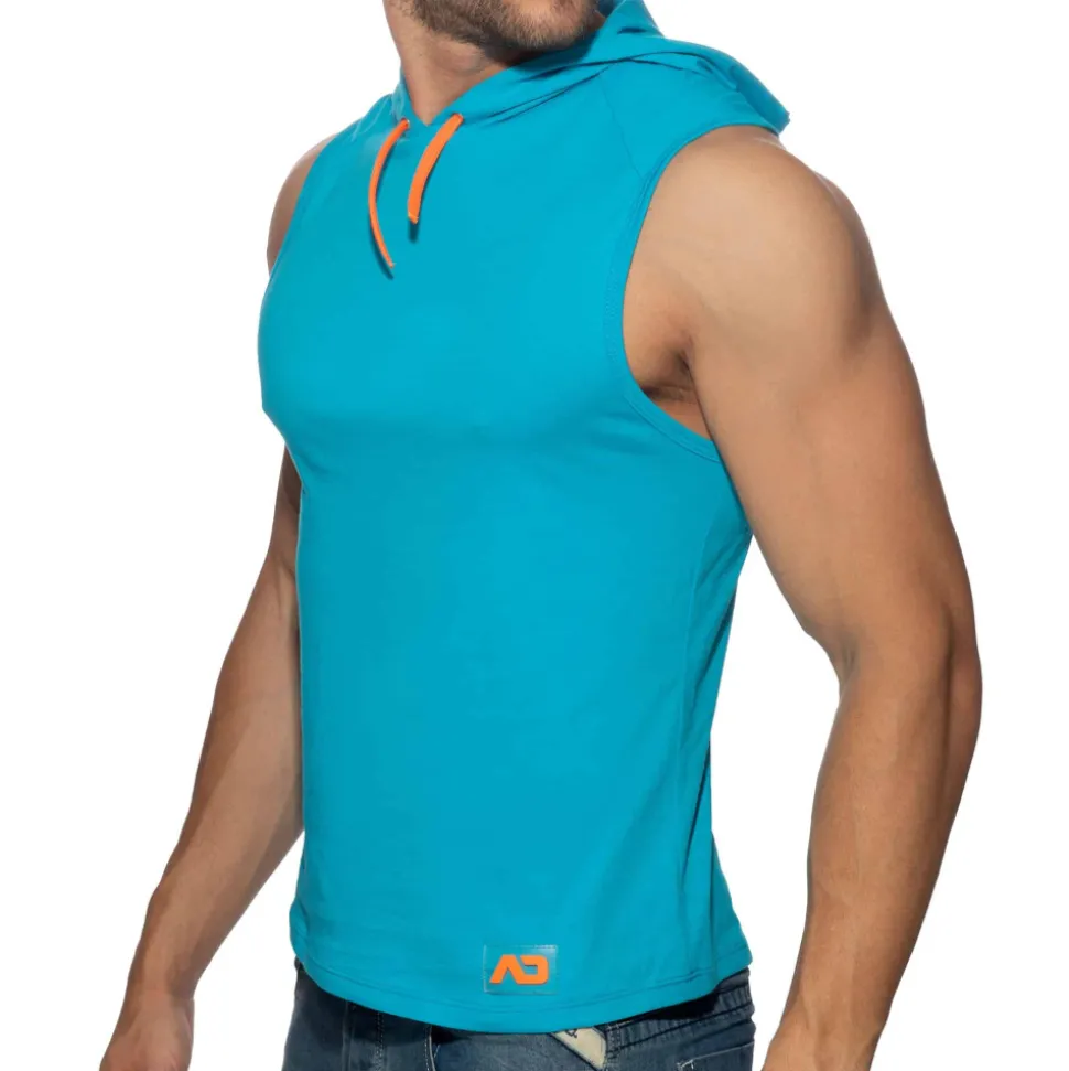 Débardeur à Capuche Bande Logo Bleu