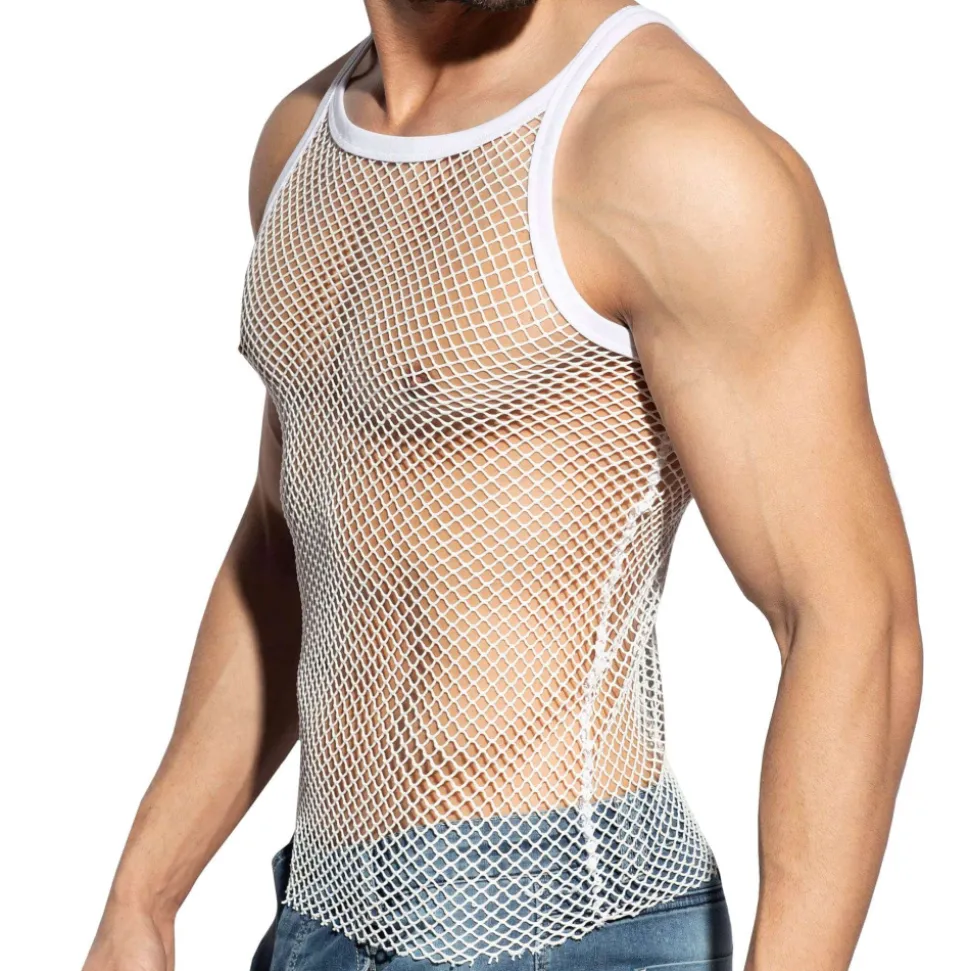 Débardeur Beachy Strap Résille Blanc
