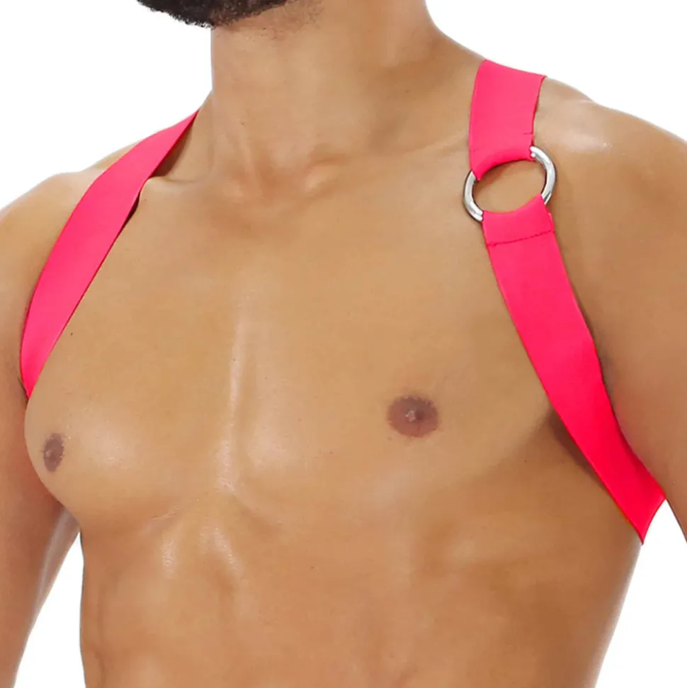 Harnais Elastique Party Boy Rose Fluo