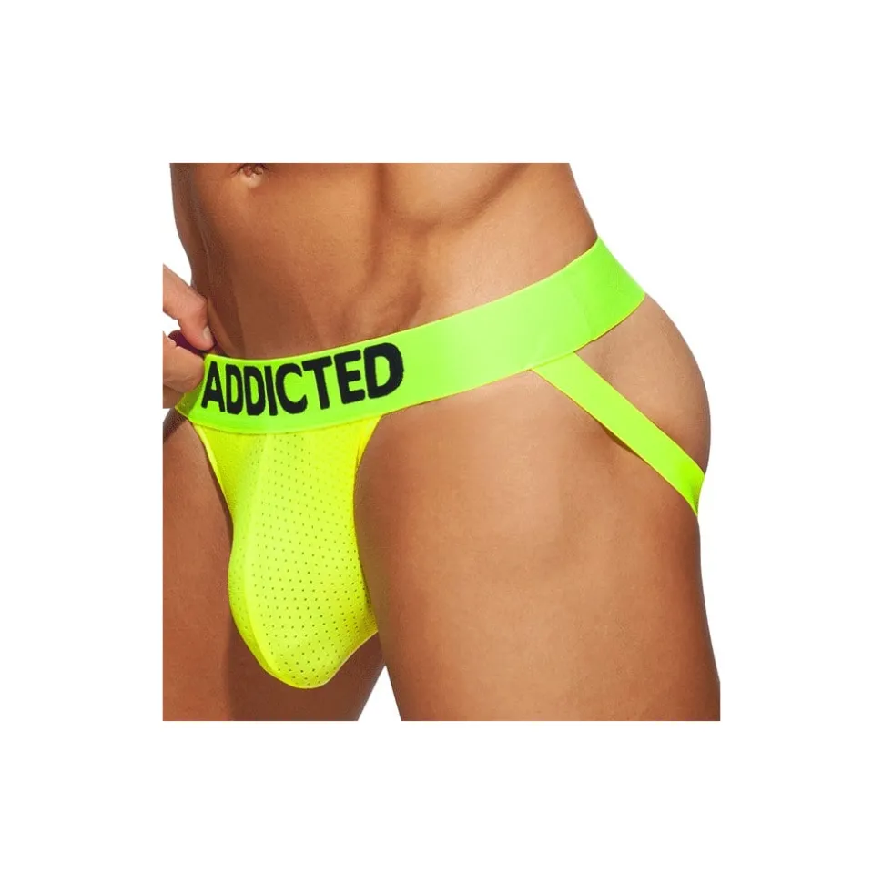 Jock Strap Cockring Mesh Neon Jaune Fluo