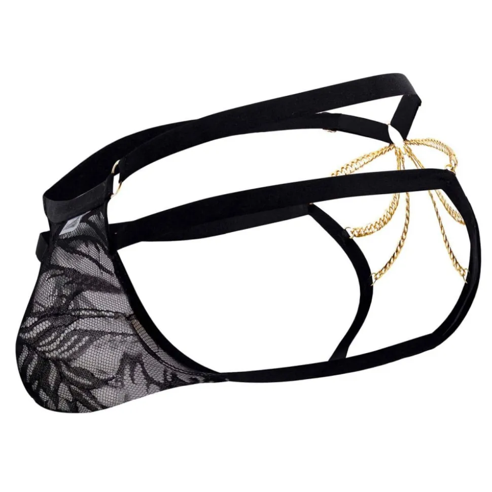 Jock Strap Dentelle et Chaînette Noir