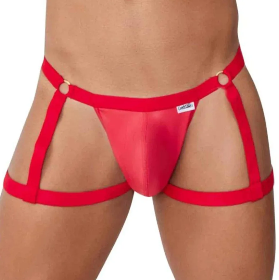 Jock Strap Jarretière Simili-Cuir Rouge