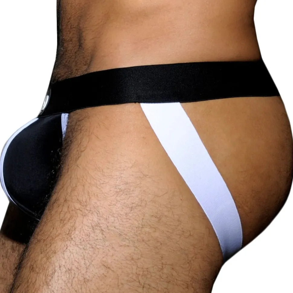 Jock Strap Stripe Fetish Noir - Blanc