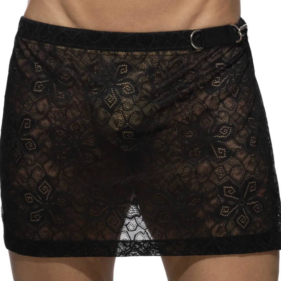 Jupe Dentelle Florale Noire
