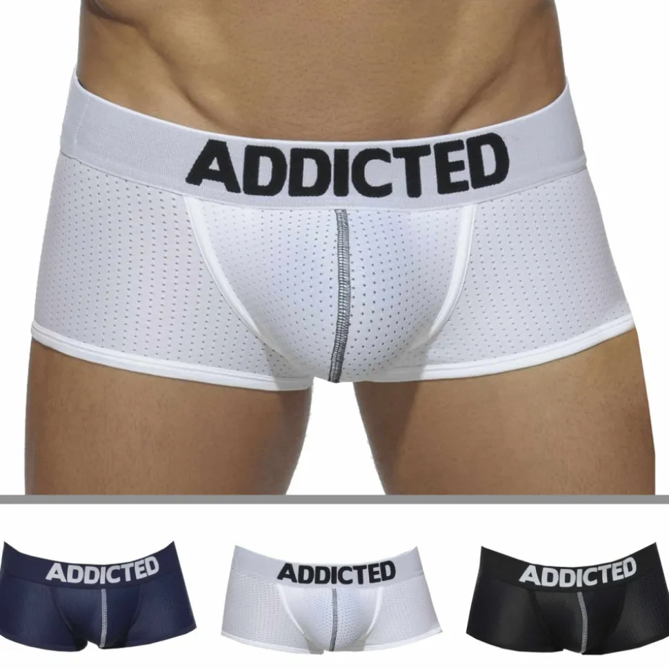 Lot de 3 Boxers Courts Mesh Push Up Blanc - Bleu Marine - Noir
