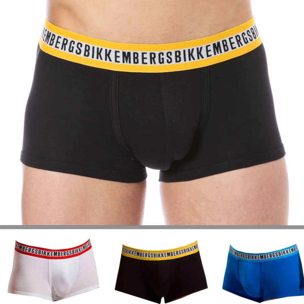 Lot de 3 Boxers Fashion Tape Coton Bleu - Noir - Blanc