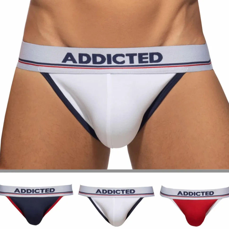 Lot de 3 Jock Straps Tommy Coton Blanc - Bleu Marine - Rouge