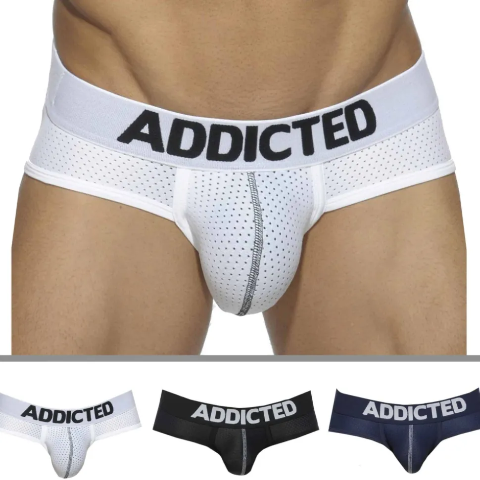 Lot de 3 Slips Mesh Push Up Blanc - Bleu Marine - Noir
