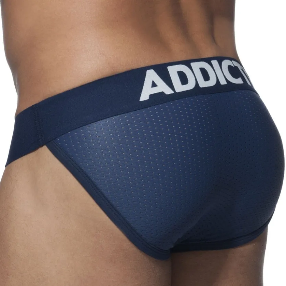 Lot de 3 Slips Tanga Mesh Push Up Blanc - Marine - Noir