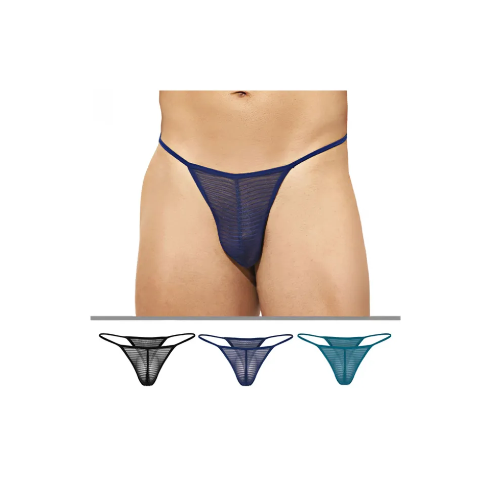 Lot de 3 Strings Mesh Noir - Marine - Bleu