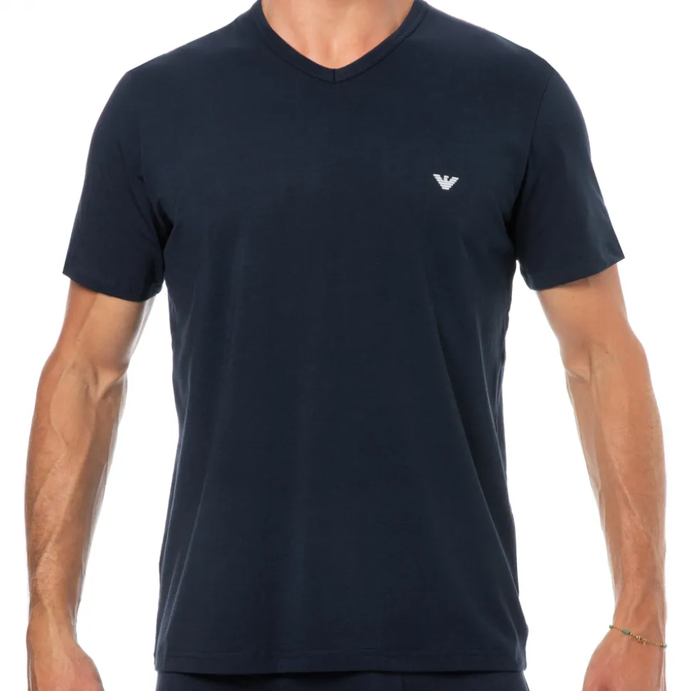 Lot de 2 T-Shirts Col V Core Logoband Bleu Marine