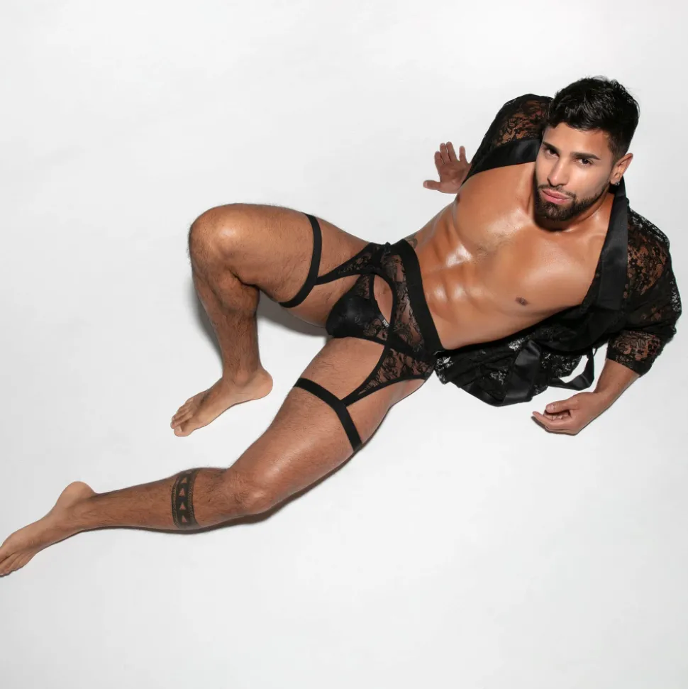 Porte-Jarretelles en Dentelle Fluide Noir