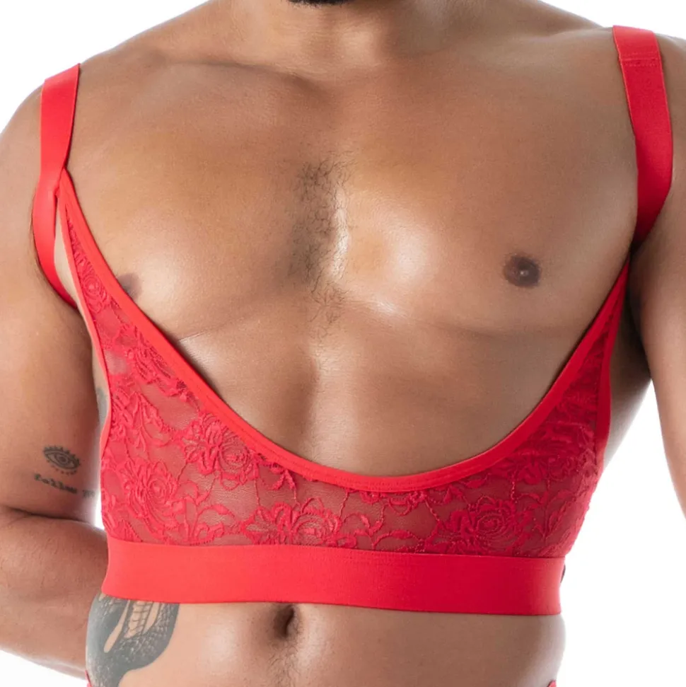 Porte-Jarretelles en Dentelle Fluide Rouge