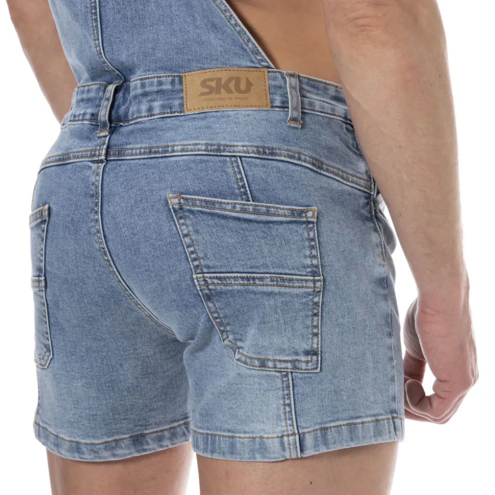 Salopette Courte Jeans Bleu Indigo