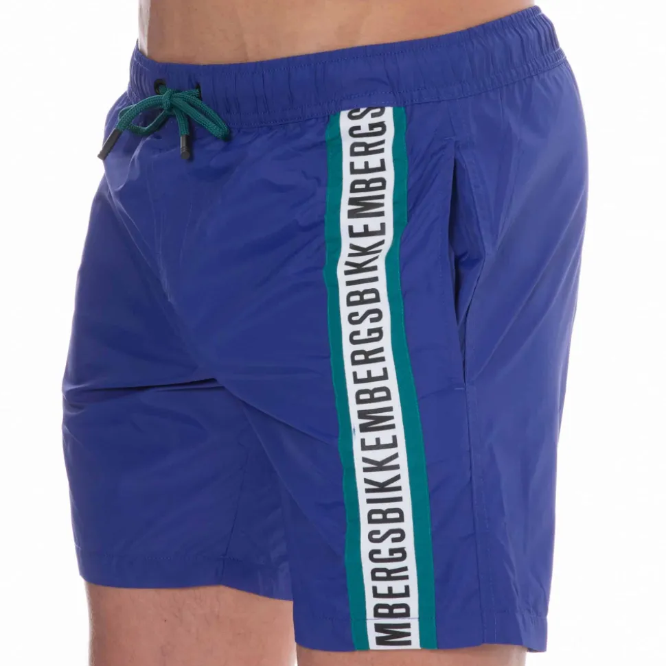 Short de Bain Logo Tape Bleu Roi