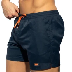 Short de Bain Long Piqué Bleu Marine