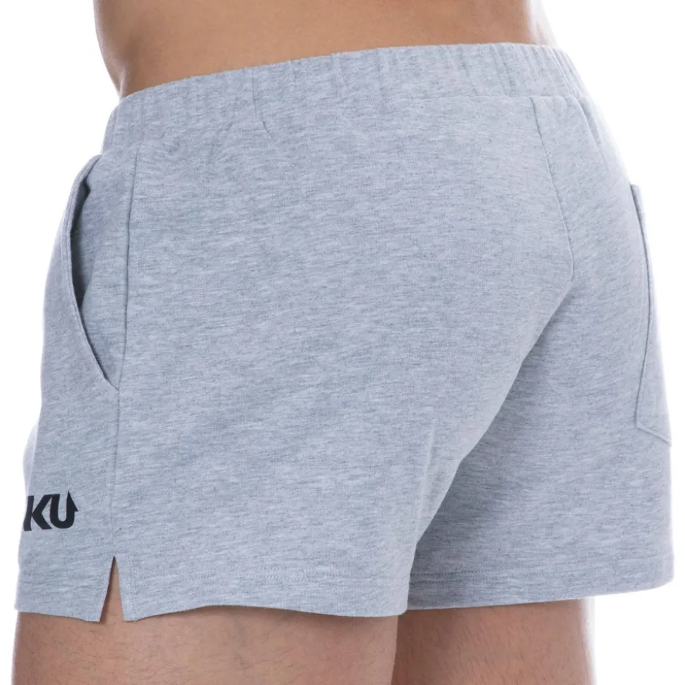 Short de Sport Coton Gris Chiné