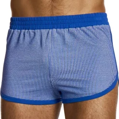 Short Jogging Pied de Coq Bleu