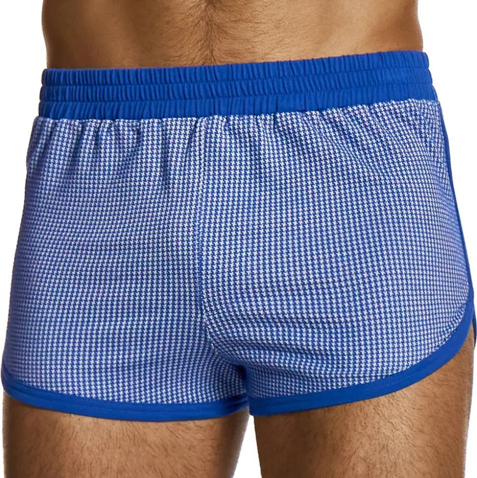 Short Jogging Pied de Coq Bleu