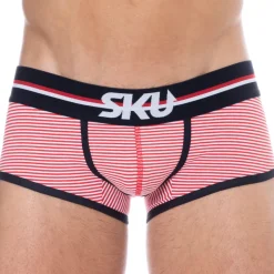 Shorty Coton Rayure Rouge - Blanc
