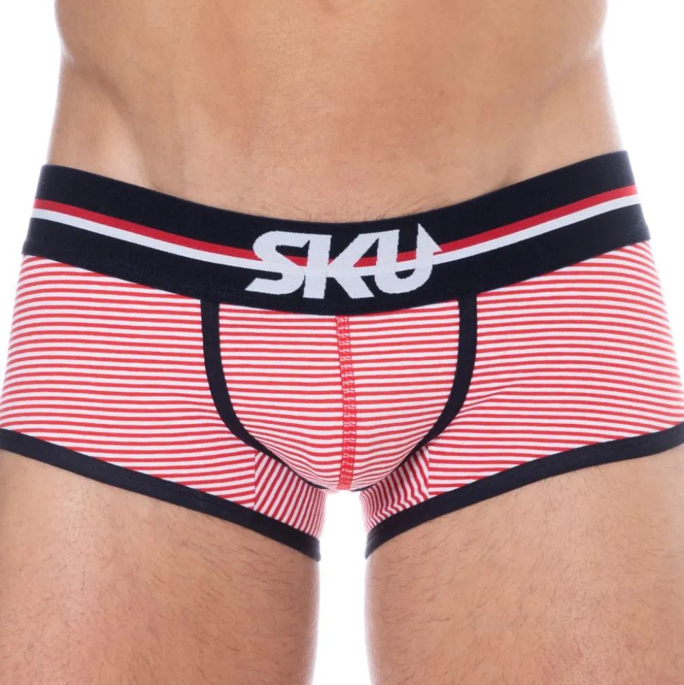 Shorty Coton Rayure Rouge - Blanc